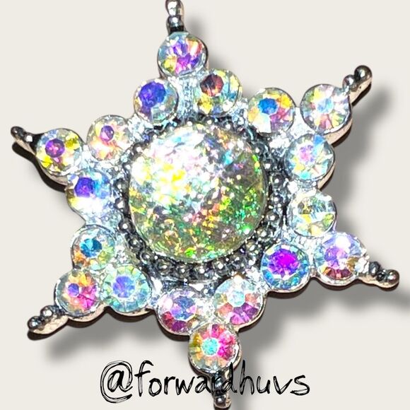 Vintage Sparkling Rhinestone Starburst Pin – Iridescent Center Stone - Picture 7 of 8